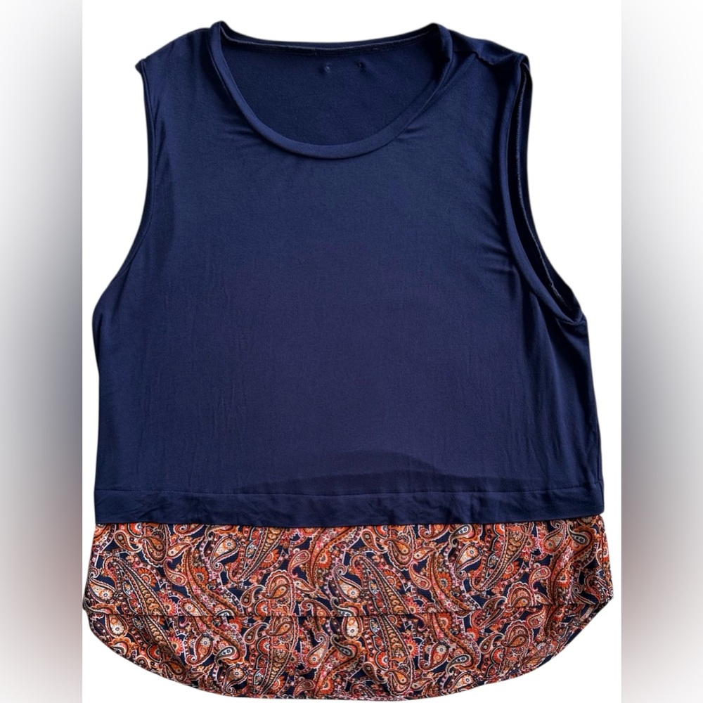 Michael Kors Blue Sleeveless Paisley Hem Top Women’s Size XL